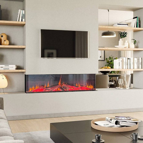 Deluxe Electric Aurora 1500 Fireplace with Unique Log Set - The Stove Depot IE