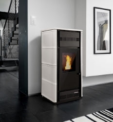 25KW Capri White Ceramic Pellet Boiler Stove – Efficient Heating Elegance