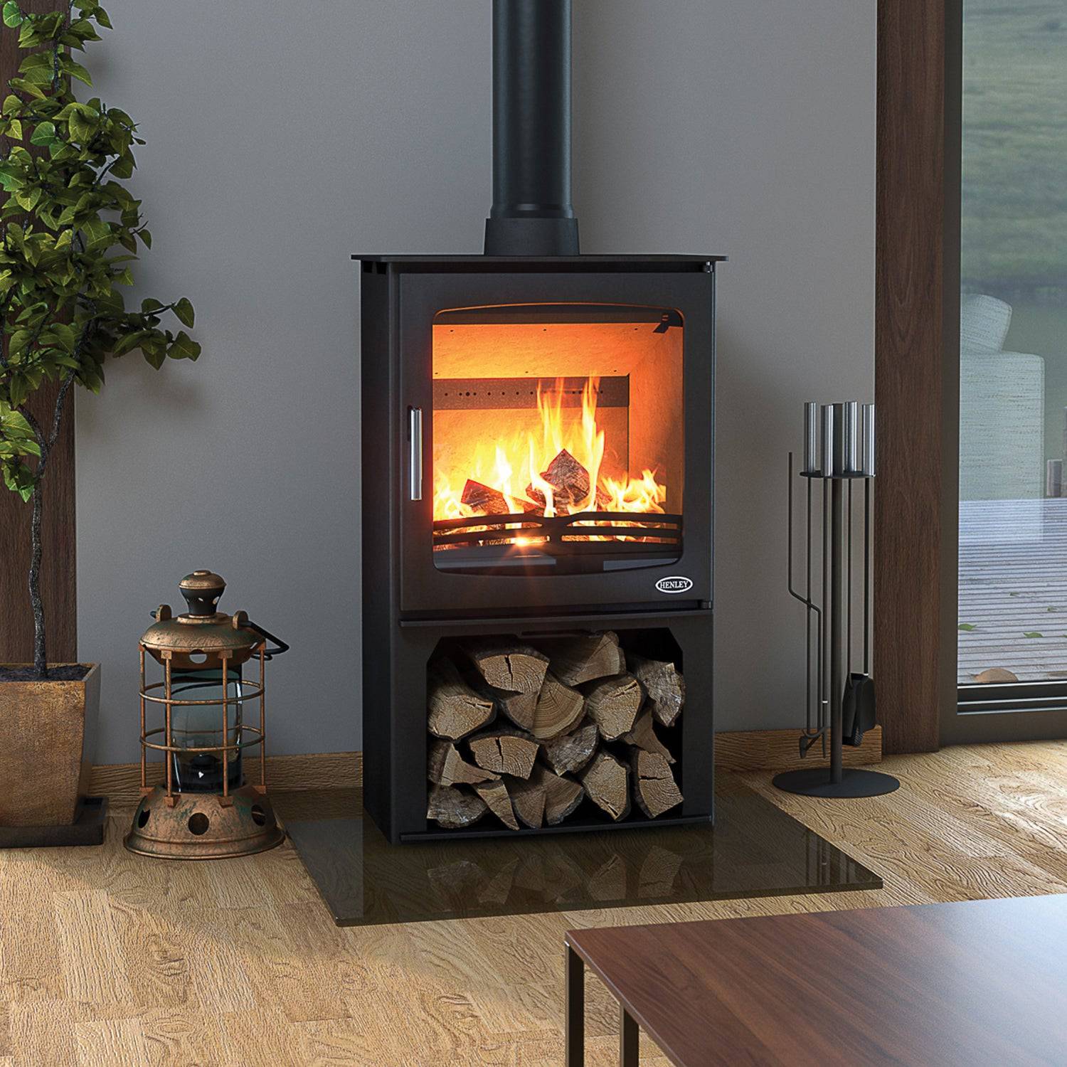 Hazelwood 5kW Landscape with Logbox (Wood Burning) - The Stove Depot IE