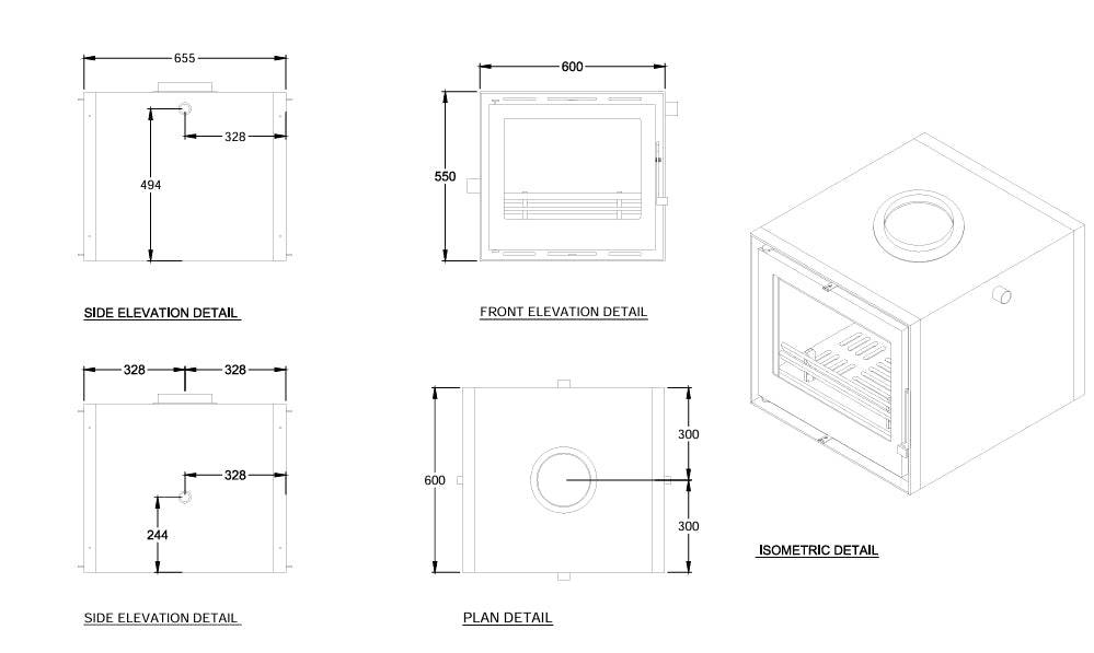 Versatile 600i Double-Sided Inset Fireplace Stove for Cozy Ambiance - The Stove Depot IE