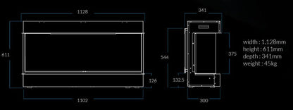 AURORA 1100 Radiant Electric Fireplace