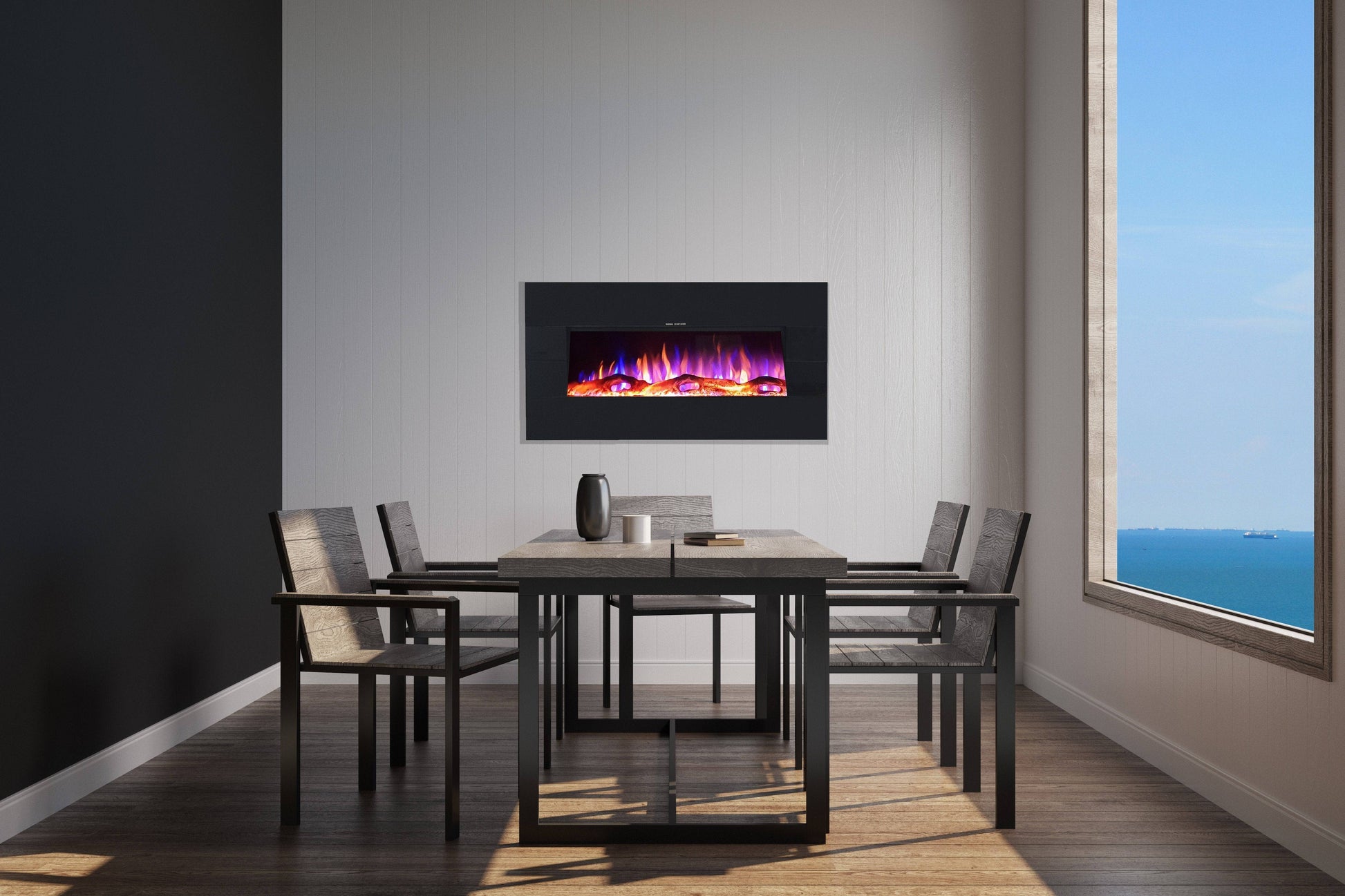 Sleek Ezee Glow Mini Zara Black Wall-Mounted Fireplace - The Stove Depot IE